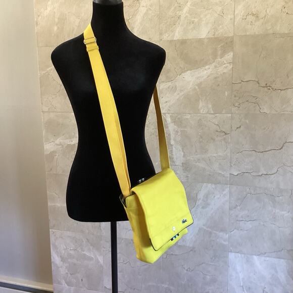 Y2K Lacoste Neocroc Mini Messenger Bag - Yellow, Preppy Sporty Christmas Gift - Picture 2 of 11